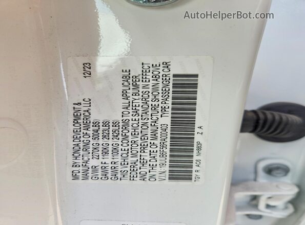 19UUB6F56RA000403 2024 ACURA TLX White Вид підкапотного простору