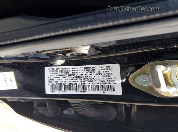 19XFC1F30LE011388 2020 HONDA CIVIC Черный Вид подкапотного пространства