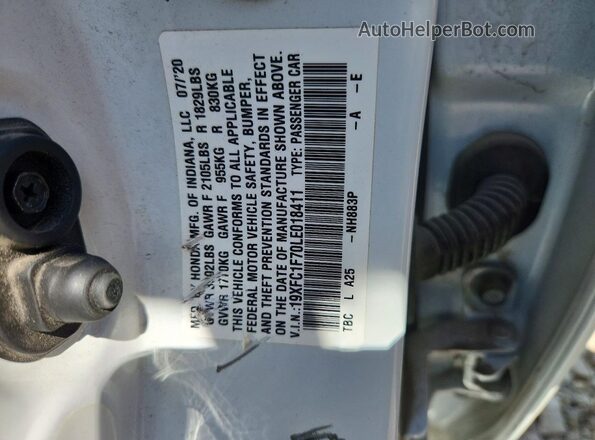 19XFC1F70LE018411 2020 HONDA CIVIC White Widok komory silnika