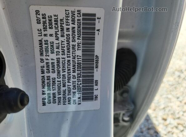19XFC1F93LE008117 2020 HONDA CIVIC White Vista del compartimento del motor