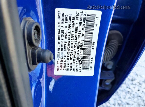 19XFC1F97HE025378 2017 HONDA CIVIC Blue Вид підкапотного простору