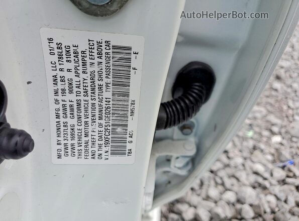 19XFC2F51GE026141 2016 HONDA CIVIC White ძრავის განყოფილების ხედი