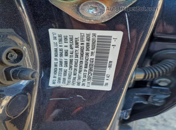 19XFC2F58HE051474 2017 HONDA CIVIC Черный Вид подкапотного пространства
