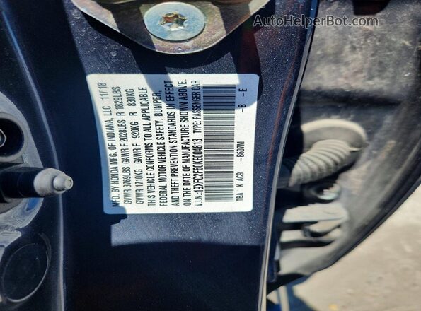 19XFC2F60KE004813 2019 HONDA CIVIC Charcoal VIN sticker view