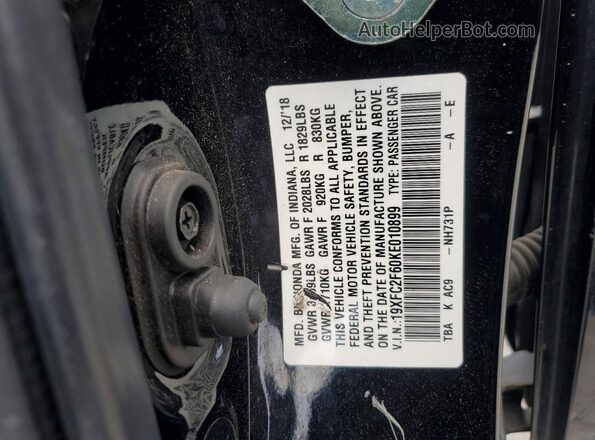 19XFC2F60KE010899 2019 HONDA CIVIC Black ძრავის განყოფილების ხედი
