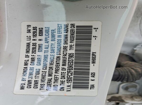 19XFC2F65KE037905 2019 HONDA CIVIC White ძრავის განყოფილების ხედი