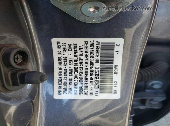 19XFC2F65KE207101 2019 HONDA CIVIC Gray Vista del compartimento del motor