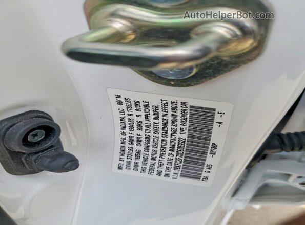 19XFC2F70GE069922 2016 HONDA CIVIC White VIN კოდის სტიკერის ხედი