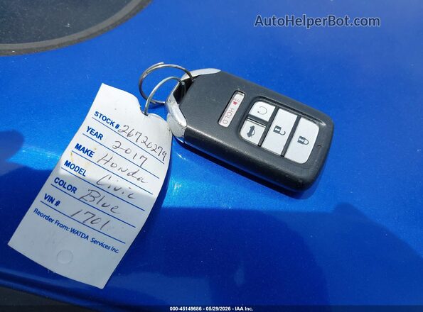 19XFC2F72HE051701 2017 HONDA CIVIC Blue Вид панелі приладів