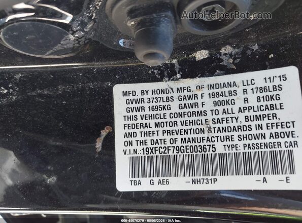 19XFC2F79GE003675 2016 HONDA CIVIC Черный Вид подкапотного пространства