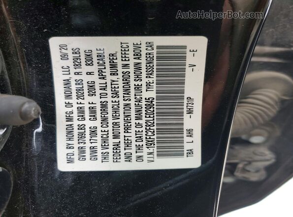 19XFC2F82LE029845 2020 HONDA CIVIC Black VIN sticker view