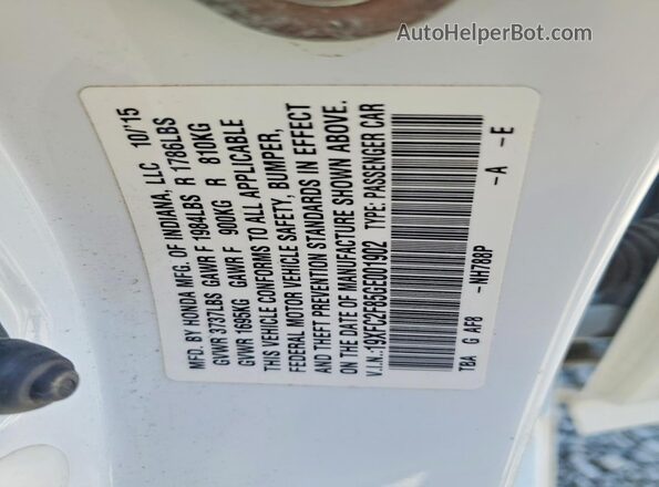 19XFC2F85GE001902 2016 HONDA CIVIC White Widok komory silnika