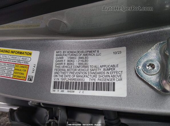 19XFL2H89RE006553 2024 HONDA CIVIC Серебряный Вид подкапотного пространства