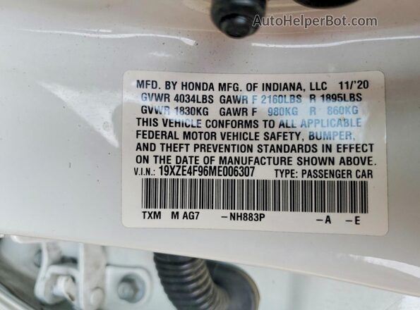 19XZE4F96ME006307 2021 HONDA INSIGHT Белый Вид подкапотного пространства