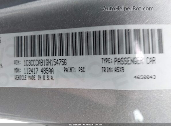 1C3CCCAB1GN154756 2016 CHRYSLER 200 Silver Widok komory silnika