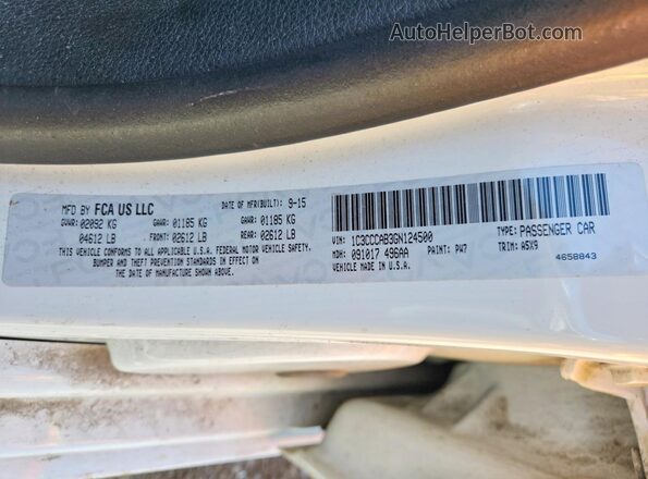 1C3CCCAB3GN124500 2016 CHRYSLER 200 White Engine compartment view
