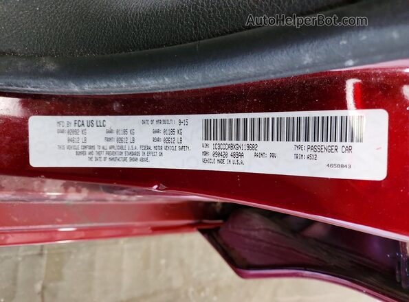 1C3CCCABXGN119682 2016 CHRYSLER 200 Maroon Շարժիչի բաժամունքի տեսք