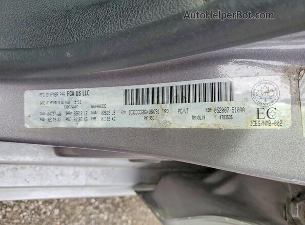1C3CCCCG8GN180781 2016 CHRYSLER 200 Серебряный Вид наклейки с VIN-кодом