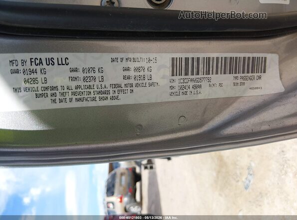 1C3CDFAA0GD577792 2016 DODGE DART Silver Engine compartment view