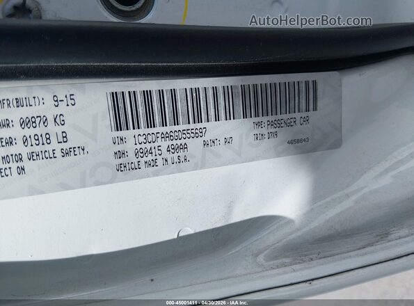 1C3CDFAA6GD555697 2016 DODGE DART White Вид підкапотного простору