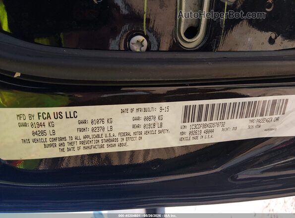 1C3CDFBBXGD578732 2016 DODGE DART Black Вид підкапотного простору