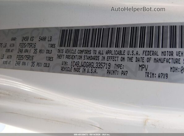 1C4BJWDG0GL335719 2016 JEEP WRANGLER UNLIMITED White Շարժիչի բաժամունքի տեսք