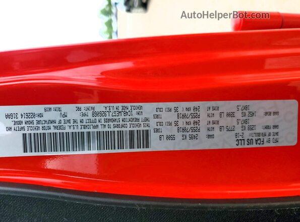 1C4BJWEG7JL926068 2018 JEEP WRANGLER Красный Вид наклейки с VIN-кодом