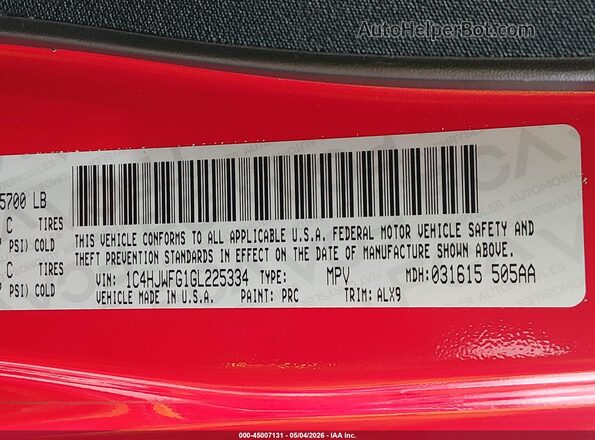 1C4HJWFG1GL225334 2016 JEEP WRANGLER UNLIMITED Красный Вид подкапотного пространства