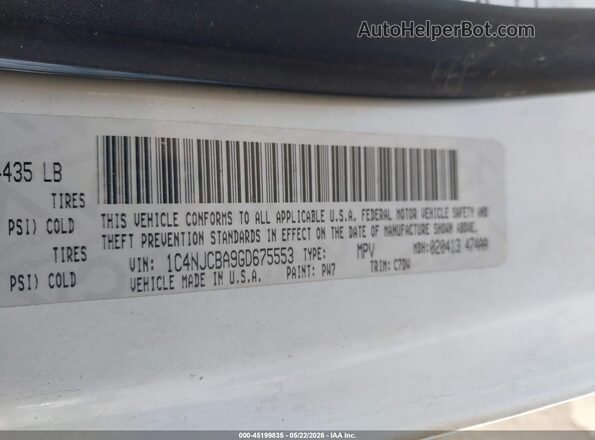 1C4NJCBA9GD675553 2016 JEEP COMPASS Белый Вид подкапотного пространства