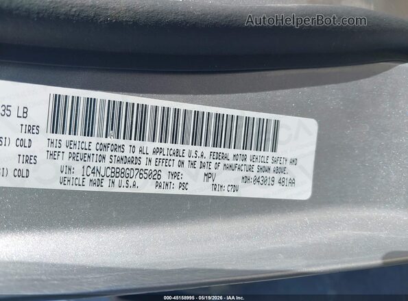 1C4NJCBB8GD765026 2016 JEEP COMPASS Серебряный Вид подкапотного пространства