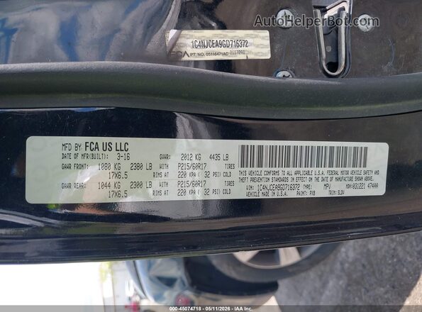 1C4NJCEA9GD716372 2016 JEEP COMPASS Black Vista del compartimento del motor