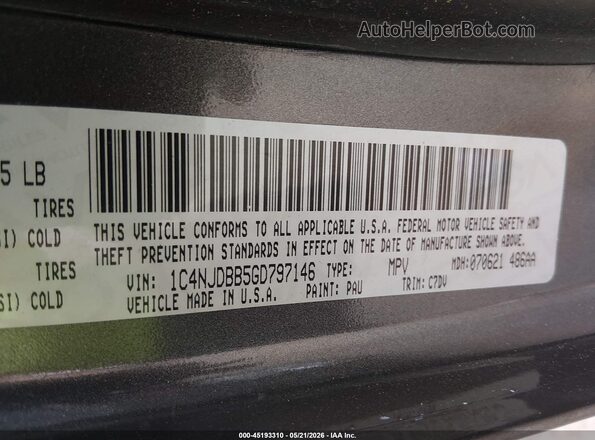 1C4NJDBB5GD797146 2016 JEEP COMPASS Gray Вид підкапотного простору