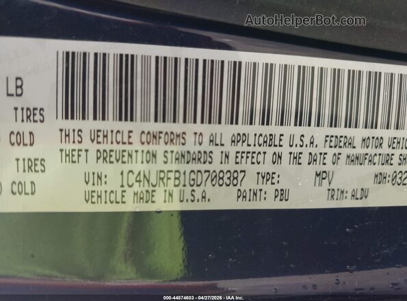 1C4NJRFB1GD708387 2016 JEEP PATRIOT Blue Вид підкапотного простору