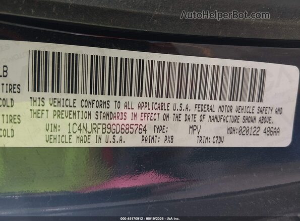 1C4NJRFB9GD685764 2016 JEEP PATRIOT Черный Вид подкапотного пространства