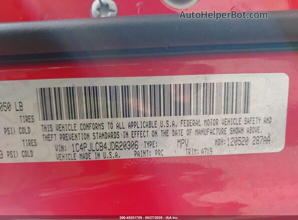1C4PJLCB4JD620306 2018 JEEP CHEROKEE Красный Вид подкапотного пространства