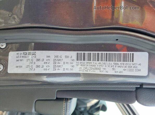1C4PJLCS2HW586462 2017 JEEP CHEROKEE Gray Vista de la etiqueta del VIN