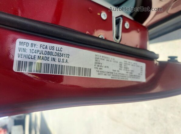 1C4PJLDB0LD634172 2020 JEEP CHEROKEE Red VIN կոդի պիտակի տեսք