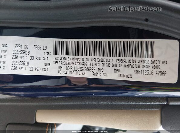 1C4PJLDB9GW206997 2016 JEEP CHEROKEE Navy Շարժիչի բաժամունքի տեսք