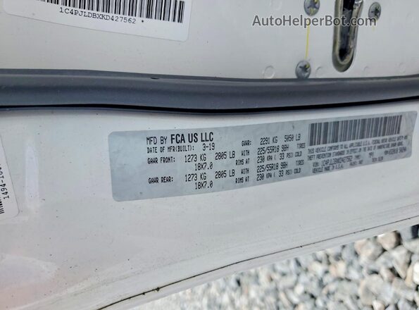 1C4PJLDBXKD427562 2019 JEEP CHEROKEE Белый Вид наклейки с VIN-кодом