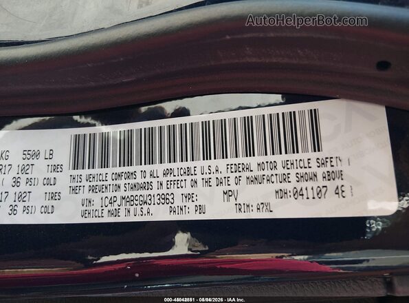1C4PJMAB9GW313963 2016 JEEP CHEROKEE Синий Вид подкапотного пространства