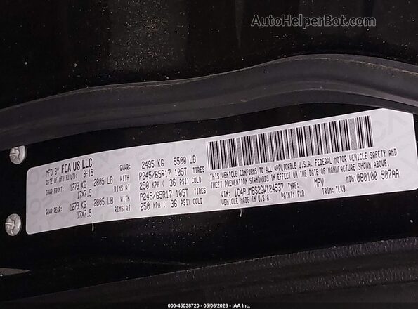 1C4PJMBS2GW124537 2016 JEEP CHEROKEE Черный Вид подкапотного пространства