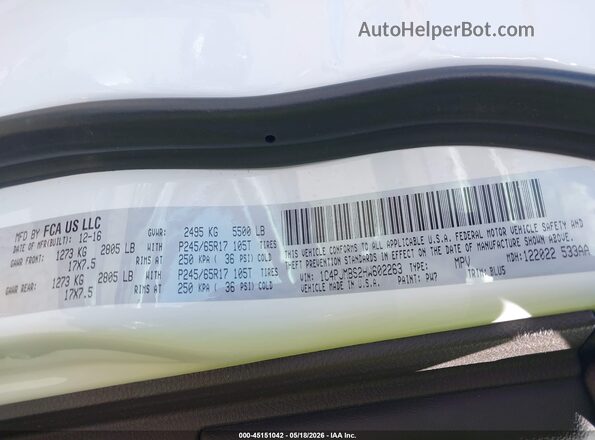 1C4PJMBS2HW602263 2017 JEEP CHEROKEE Белый Вид подкапотного пространства
