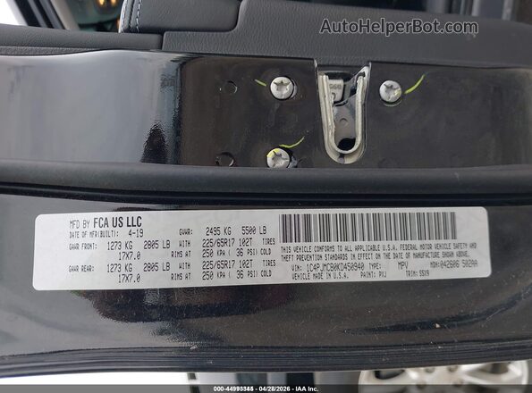 1C4PJMCB0KD450940 2019 JEEP CHEROKEE Черный Вид подкапотного пространства