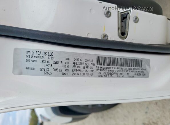 1C4PJMCX9KD477758 2019 JEEP CHEROKEE Белый Вид наклейки с VIN-кодом