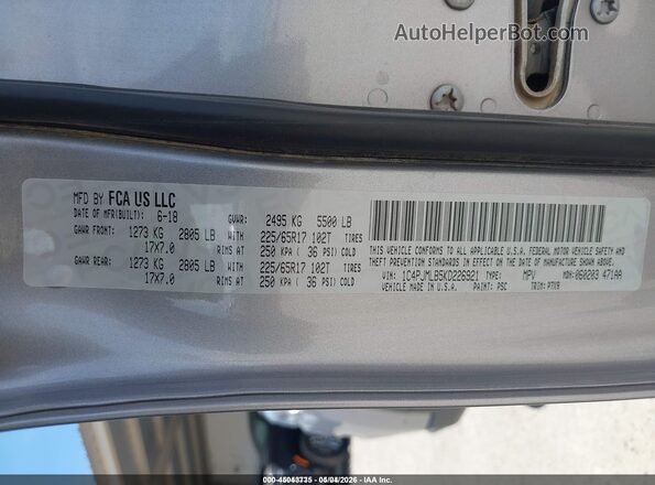 1C4PJMLB5KD226921 2019 JEEP CHEROKEE Серебряный Вид подкапотного пространства