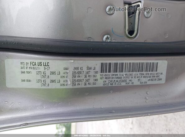 1C4PJMLX4JD530283 2018 JEEP CHEROKEE Серебряный Вид подкапотного пространства