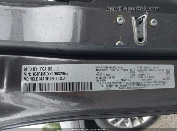 1C4PJMLXXLD632965 2020 JEEP CHEROKEE Серый Вид подкапотного пространства