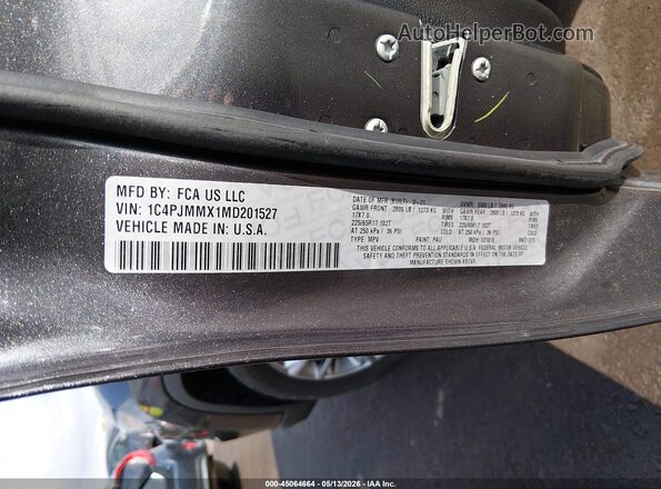 1C4PJMMX1MD201527 2021 JEEP CHEROKEE Gray Շարժիչի բաժամունքի տեսք