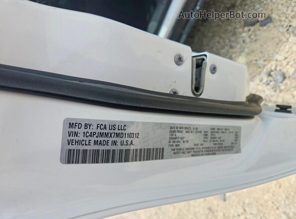 1C4PJMMX7MD110312 2021 JEEP CHEROKEE Белый Вид наклейки с VIN-кодом