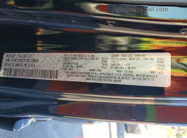 1C4PJXDGXTW170508 2026 JEEP WRANGLER Черный Вид подкапотного пространства